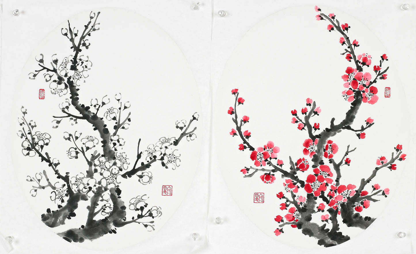 매화 수묵화 2점 (Traditional watercolor painting)